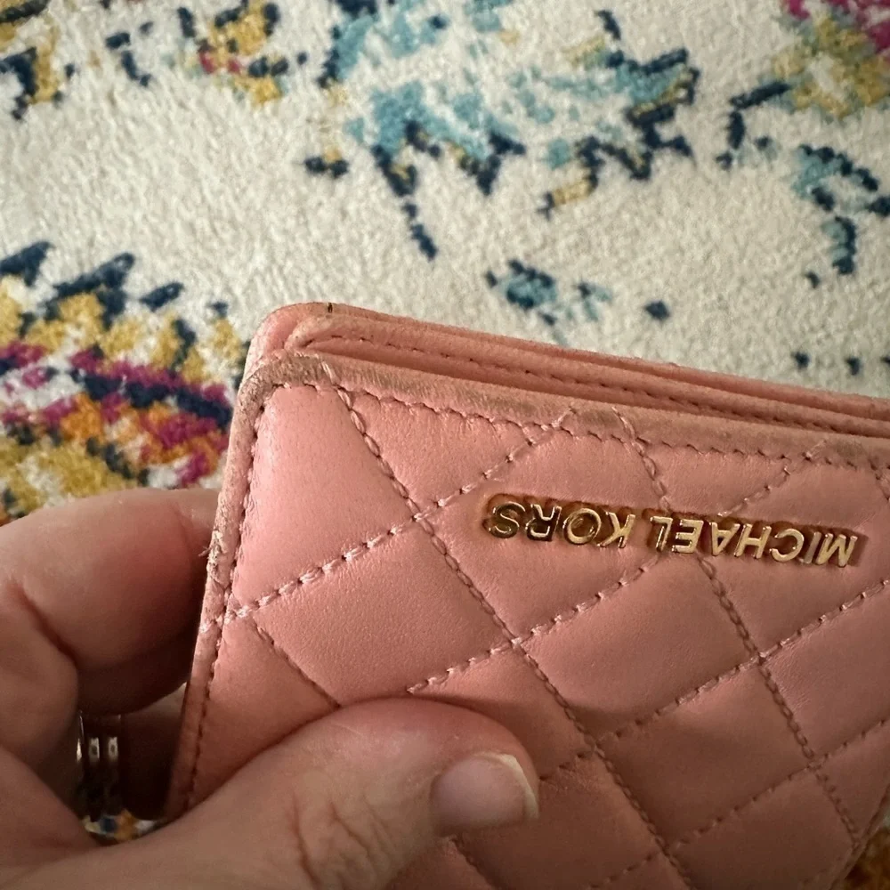 Michael Kors Pink Quilted Leather Bi-Fold Wallet